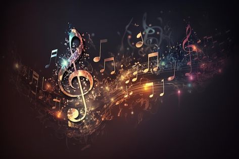 Photo colorful music notes background wi... | Premium Photo #Freepik #photo #cute-design #ai-generated #cute-pattern #record-label Music Black Background, Music Video Background, Colorful Music Notes, Notes Background, Music Notes Background, Music Disc, Apple Art, Music Backgrounds, Treble Clef