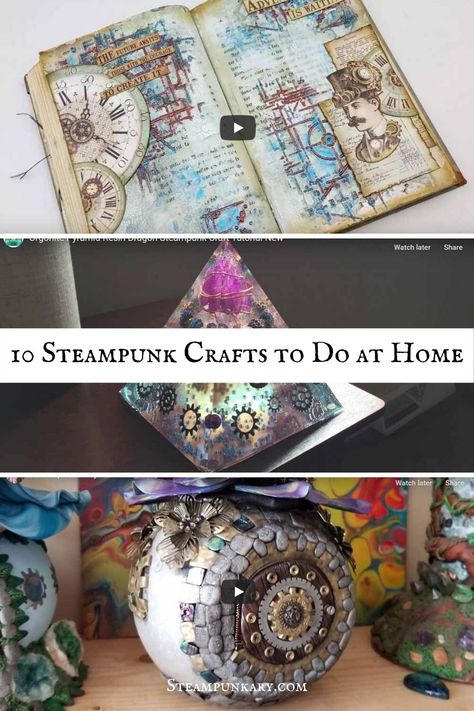 Upcycling, Steampunk Tutorial, Steampunk Diy Crafts, Steampunk Printables, Steampunk Mixed Media Art, Punk Diy, Steampunk Home Decor, Steampunk Book, Steampunk Fairy