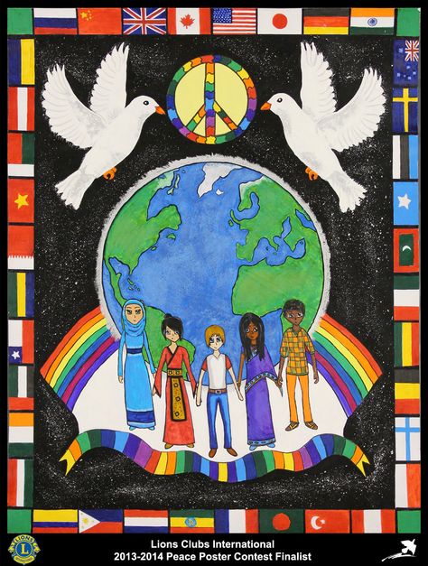 Finalist from Canada (Amaranth and Orangeville  Lions Club) - 2013-2014 Peace Poster Contest Democracy Poster Ideas Drawing, Good Community Drawing, Peace Poster Ideas, Poster On Peace, Peace Drawing, Art Competition Ideas, Peace Poster, Monster Cookie Bars, Lions Club