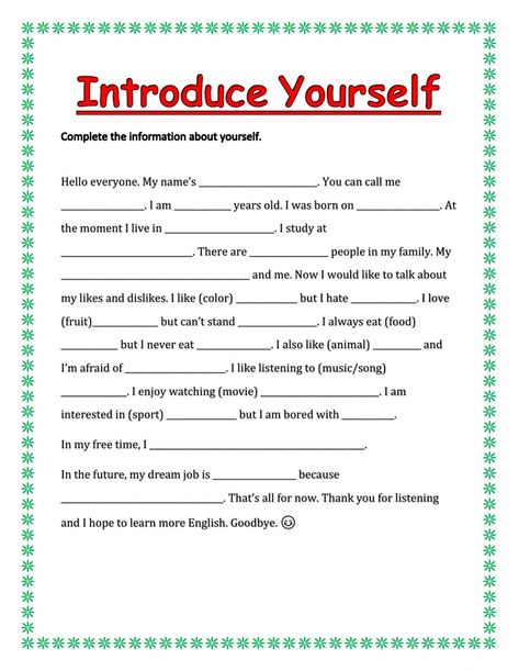 Letter Writing Examples, English Fluency, English Listening, English Language Test, Grammar Vocabulary, About Me Activities, Introduce Yourself, Conversational English, English Vocab