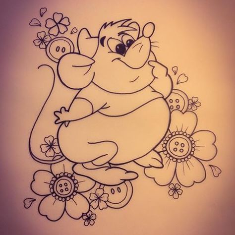 Disney Tattoos Drawings, Gus Tattoo Cinderella, Disney Tattoos Outline, Disney Gus Gus Tattoo, Small Disney Character Tattoos, Gus Gus Cinderella Tattoo, Disney Cinderella Tattoo, Cinderella Tattoo Sleeve, Gus Gus Tattoo Cinderella