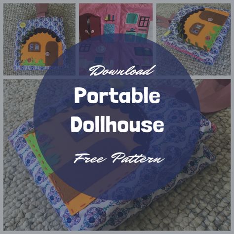 Portable dollhouse + doll – Free PDF pattern. Fabric Dollhouse Pattern Free, Felt Doll House Pattern Free, Fabric Doll House Pattern Free Printable, Templates Birthday, Portable Doll House, Free Printable Paper Dolls, Fabric Doll House, Quiet Book Templates, Mini Dollhouse