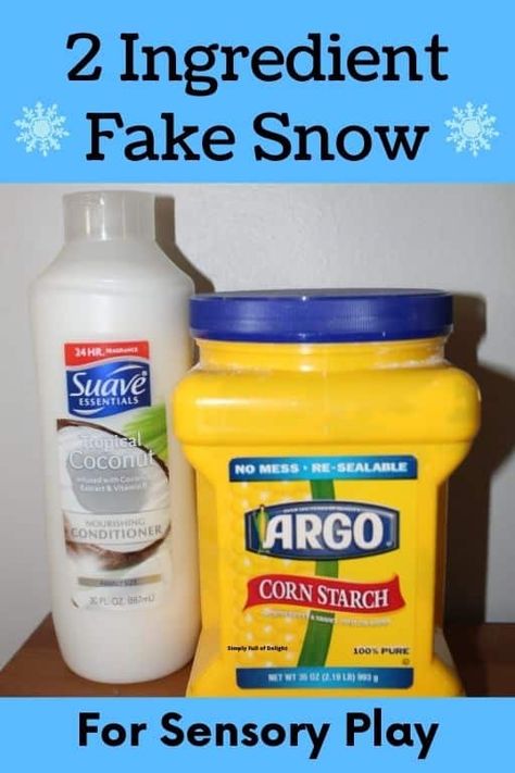 Fake Snow Sensory Bin, Recipe For Fake Snow, Play Snow Recipe, Fake Snow Recipe, Winter Sensory Bins, Make Fake Snow, Sensory Snow, Snow Dough, Winter Sensory Bin