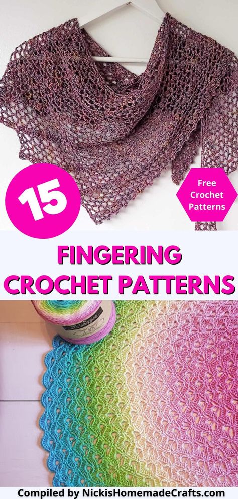 Weight 1 Yarn Crochet Patterns, Weight 3 Yarn Crochet Patterns, Fingering Weight Knitting Patterns, Sock Yarn Projects, Sock Yarn Patterns, Sock Yarn Shawls, Sock Yarn Crochet, Cotton Yarn Crochet Pattern, Cotton Yarn Projects