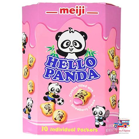 Meiji Hello Panda Strawberry Flavor 9.1oz - GroceryFilipino.com | Your Online Filipino Grocery Store Pandas, Hello Panda Cookies, Peanut Snack, Panda Cookies, Hello Panda, Panda Family, Bite Size Cookies, Strawberry Cookies, Afternoon Snack