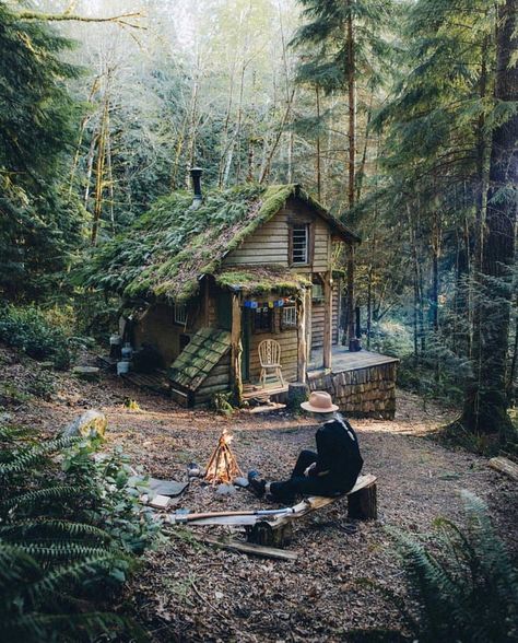 This cozy cottage surrounded by woods. Belarus Photography, Forest Cabin, Cottage In The Woods, Tiny House Cabin, Cabins And Cottages, Forest House, Cabin Life, Fun Art, Cozy Cabin