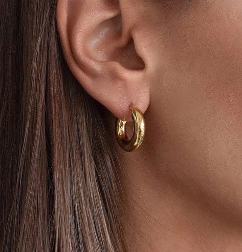 Gold hoop earrings Accessories Gold Hoop Earrings Aesthetic, Jewelry Goals, Simple Gold Hoop Earrings, Hoop Earrings Aesthetic, Gold Chunky Hoop Earrings, Thick Gold Hoop Earrings, Simple Gold Earrings, Chunky Gold Hoop Earrings, Thick Hoop Earrings