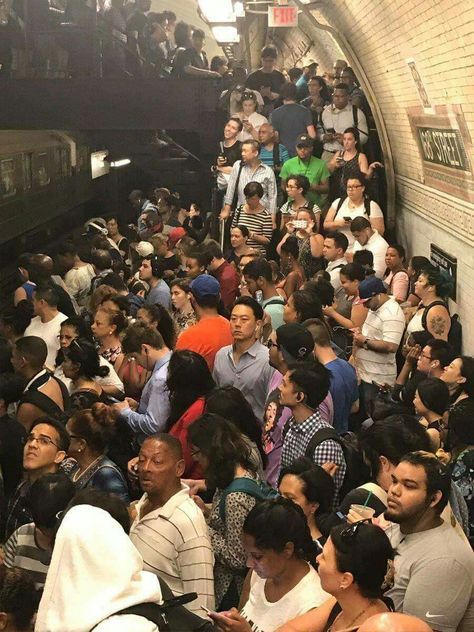 Subway at rush hour Crowded Subway, Crowd Art, Crowded City, Toronto Street, Crowd Of People, People Crowd, Big Crowd, Space Photography, Face Drawing Reference