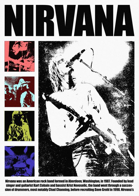 nirvana Vintage Posters Nirvana, Aesthetic Nirvana Poster, 90s Bands Posters, Best Room Posters, Vintage Metal Posters, Aesthetic Concert Poster, Rock Room Posters, Nirvana Poster Prints, Rock Band Concert Poster