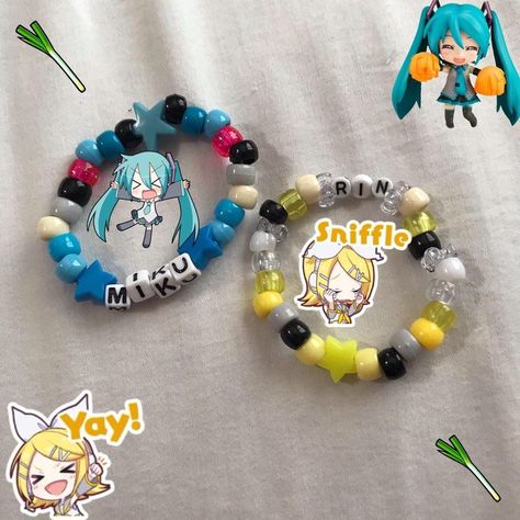 Vocaloid Bracelet, Kandi Cuffs Patterns, Miku Bracelet, Matching Kandi Bracelet Ideas, Fnaf Bracelet Ideas, Matching Bracelets Ideas, Matching Bracelet Ideas, Kandi Bracelets Ideas, Braclet Ideas