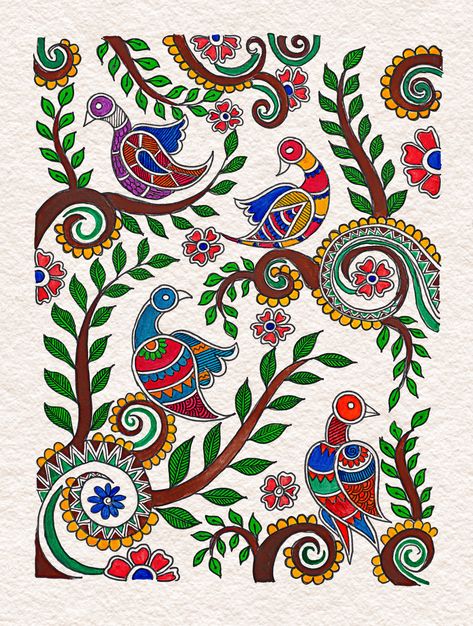 Peacock Madhubani, Madhubani Paintings Peacock, Mithila Painting, Painting Mandala, Gond Painting, Boho Art Drawings, Kalamkari Painting, My Saves, Pichwai Paintings