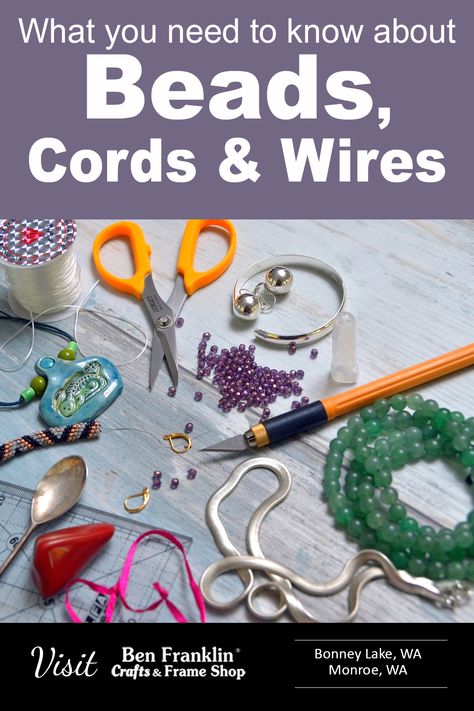 Here we explain what you need to know about different types of beads, stringing cords and wires. #BenFranklincCrafts #crafts #DIY #Beading #JewelryMaking Different Types Of Beads, Types Of Beads, Make A Tie, Diy Beading, Bead Tips, Crafting Inspiration, Monthly Crafts, Paper Bead Jewelry, Ben Franklin