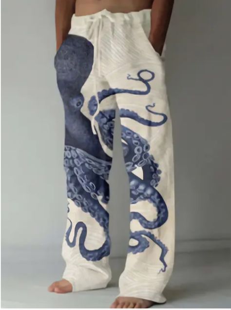 Japanese Streetwear Pants, Octopus Graphic, Plum Art, Art Octopus, Japanese Plum, Streetwear Pants, Blouse Tank Top, Japanese Streetwear, Loose Blouse