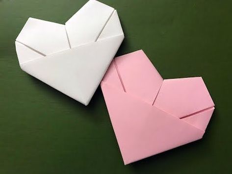 Creative Paper Crafts for Kids: Fun and Educational Origami Bookmark Tutorial, Hart Origami, Paper Hearts Origami, Origami Kutu, Valentines Origami, Easy Origami Heart, Heart Origami, Heart Envelope, Origami Envelope