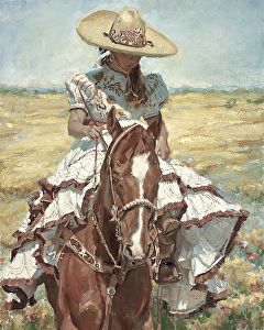 Sunny Day by Gladys Roldan-de-Moras Oil ~ 16 x 20 Romantic Mexican Aesthetic, Mariachi Artwork, Ranchero Aesthetic, Mexican Rodeo, Cowboy Wall Art, Mexican Artwork, Mexican Paintings, Beautiful Landscape Paintings, Mexican Culture Art