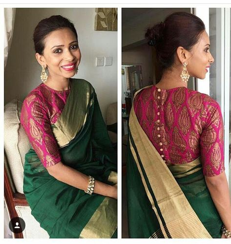 30 Latest High Neck Blouse Designs for Sarees || #TrendingPatterns | Bling Sparkle Trendy Blouse, Sari Blouse, Trendy Blouses, Trendy Blouse Designs, Fancy Blouses, Blouse Designs Latest, Maggam Work, Tussar Silk Saree, Kanchipuram Saree