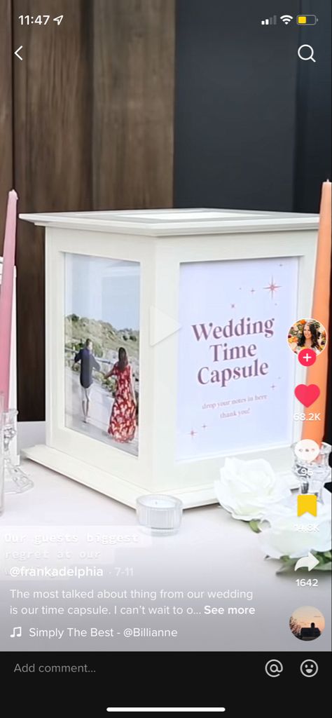 Wedding Guest Book Time Capsule, Time Capsule Ideas Wedding, Time Capsule Guest Book Wedding, Guest Book Set Up, Time Capsule Ideas For Friends, Wedding Time Capsule Ideas, Time Capsule Guest Book, Time Capsule Wedding, Time Capsule Ideas