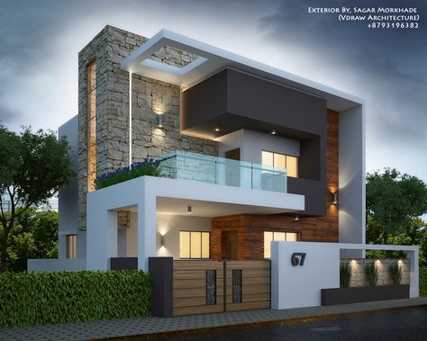 LunasAngel♡ Rumah Moden, House Design Exterior, Modern Exterior House Designs, Duplex House Design, Minimalist House Design, Bungalow House Design, House Front Design, घर की सजावट, Modern Architecture House