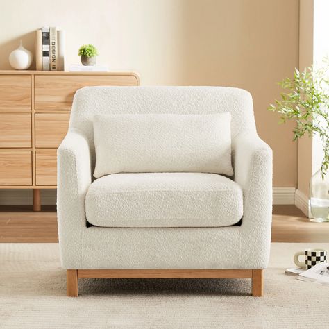 Mercer41 Jazmere Upholstered Armchair & Reviews | Wayfair Accent Chairs With Sectional Couch, Cream Accent Chairs, Small Comfortable Chairs, Living Room Chairs Comfy, Accent Chairs For Bedroom, Accent Chairs Living Room, Living Room Accent Chairs, Swivel Barrel Chair, Upholstered Armchair