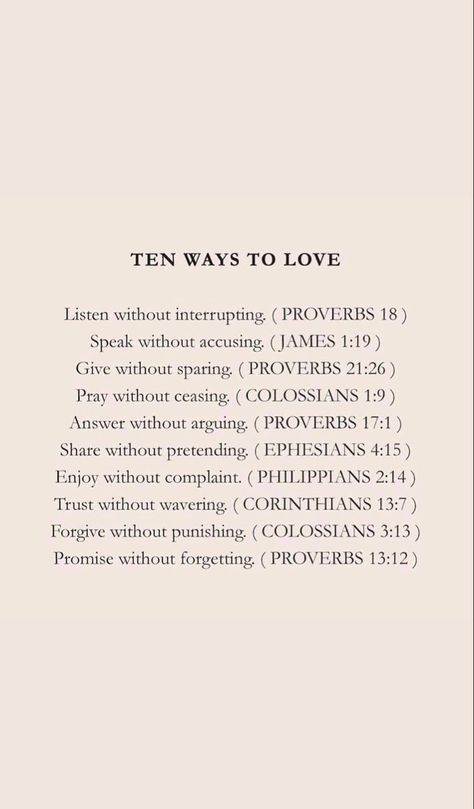 Bible Scriptures examples of love! #faith #quoteoftheday #bible #scripture Verses About Being Enough, Scriptures For Self Love, Ten Ways To Love Bible, Scriptures To Study, Bible Verses For Self Healing, Scripture For Relationship Problems, Bible Verses About How A Man Should Treat A Woman, Verses On Relationships, Scriptures About Growth