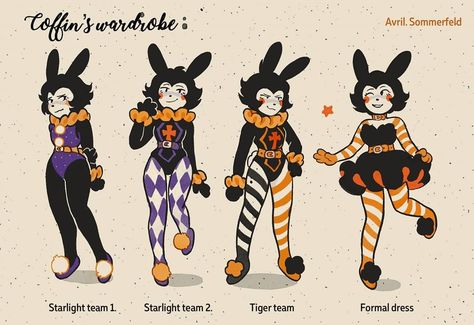 Avril Sommerfeld’s Instagram profile post: “All of the outfits for Coff!! #the_shadow_circus #tsc_coffin #character_design #art #illustration” Croquis, Clown Oc Reference, Circus Oc Design, Scary Clown Character Design, Cute Clown Character Design, Circus Outfit Drawing, Circus Outfits Drawing, Persona Art Character Design, Digital Circus Oc Ideas