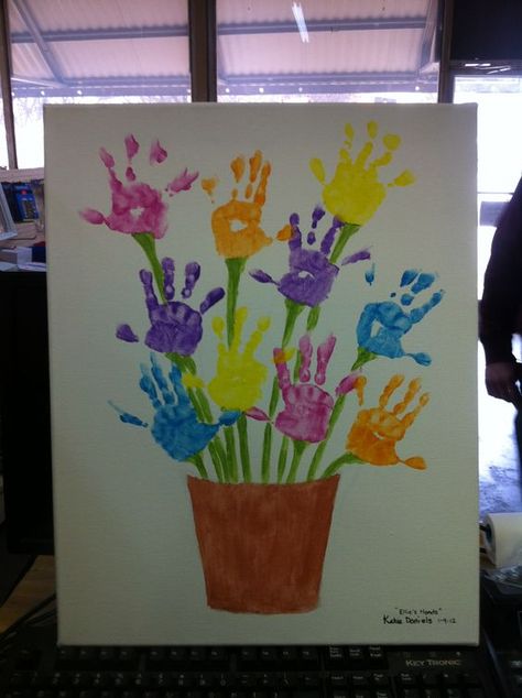 Handprint Flower, Hand Print Art, Hand Print Flowers, Palm Sunday Crafts, Art Ideas For Teens, Grandparents Day Crafts, Easter Crafts For Toddlers, Art Projects For Teens, Art Projects For Adults