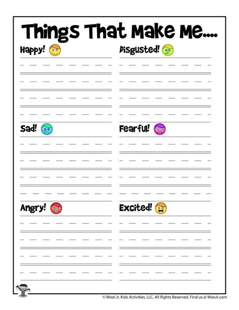 Helping Kids Identify Emotions Worksheets | Woo! Jr. Kids Activities : Children's Publishing Social Emotional Learning Activities Free Printables, Emotions Decorations, Sensory Worksheets, Emotion Regulation Activities For Kids, Self Love Activities For Kids, Social Emotional Activities Elementary, Sel Activities For Elementary School, Self Regulation Activities For Kids, Emotional Regulation Activities For Kids