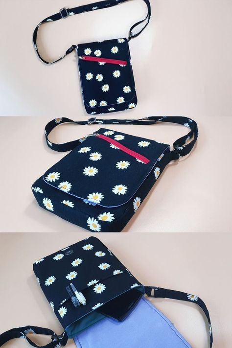 Messenger Bag Sewing, Crossbody Purse Patterns, Diy Wallet Pattern, Crossbody Bag Tutorial, Messenger Bags Tutorial, Diy Messenger Bag, Crossbody Bag Diy, Bag Sewing Tutorial, Pochette Portable