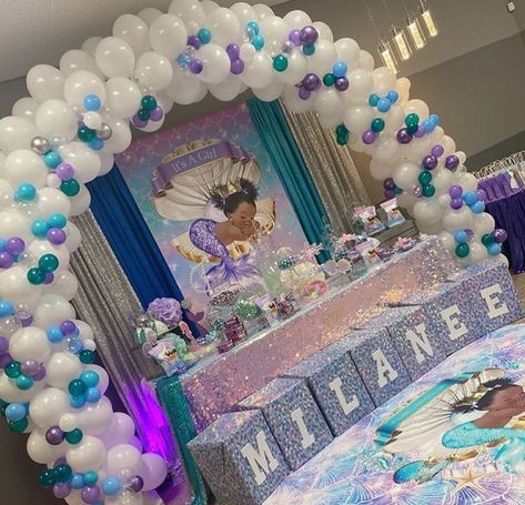 Mermaid Shower Ideas, Mermaid Themed Baby Shower Ideas, Mermaid Theme Baby Shower Ideas, Little Mermaid Baby Shower Theme, Little Mermaid Baby Shower Ideas, Baby Shower Mermaid Theme, Mermaid Baby Shower Ideas, Welcome Home Decoration, Mermaid Babyshower