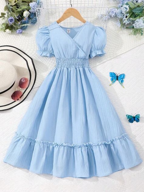 Search Dresses for tween girls | SHEIN USA Dresses For 10yrs Girl, Light Blue Dress With Sleeves, Blue Dress Kids, Blue Dresses Casual, Cute Blue Outfits, Blue Cute Dress, Blue Dress Simple, Blue Dresses For Kids, Light Blue Dress Outfit