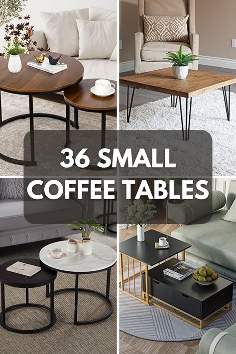 Browse our selection of small coffee tables designed to fit beautifully into your tiny living areas. From modern to rustic, find the perfect centerpiece for your intimate gatherings. #GoTinySpace #SmallCoffeeTables #TinyHomeFurniture #SpaceSavingDesign End Tables As Coffee Table, Small Space Coffee Table Ideas, Coffee Table For Small Room, Best Furniture For Small Living Room, Coffee Tables Small Living Room, Small Room Coffee Table, Small Living Room Coffee Table Ideas, Coffee Table Ideas For Small Spaces, Small Coffee Tables For Small Spaces