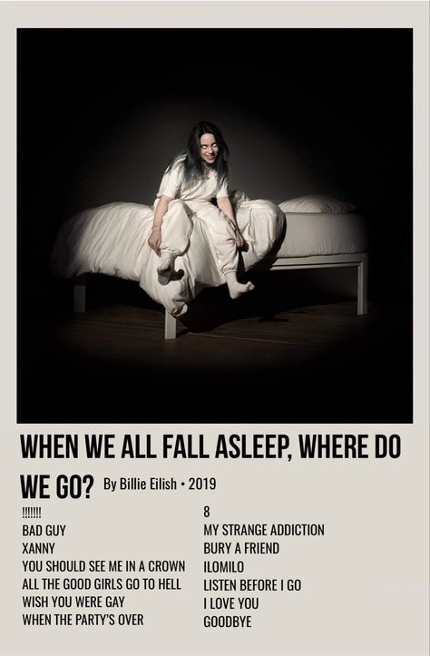 minimal polaroid album poster for when we all fall asleep, where do we go? by billie eilish Room Aesthetic Music, Posters For Room Aesthetic, Posters For Room, Minimalist Music, Music Poster Ideas, Harry Styles Poster, Vintage Music Posters, Aesthetic Music, Pochette Album