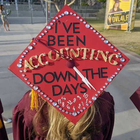 I've been accounting down the days Accounting Graduation Cap, Office Holiday Decor, Accounting Office, High School Graduation Cap Decoration, High School Graduation Cap, Graduation Cap Decoration, Cap Decorations, Office Holiday, High School Graduation