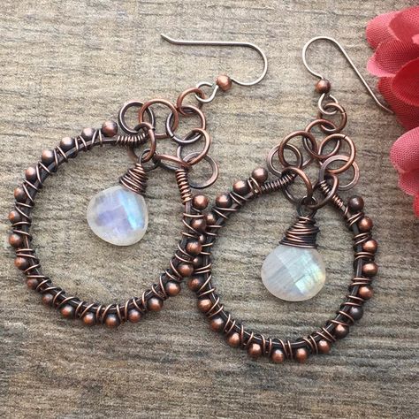 Hammered copper earrings