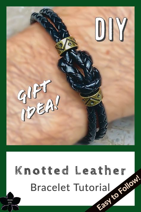 Leather Diy Bracelet Ideas, Mans Bracelets Diy, Men Leather Bracelet Diy, Knots For Leather Jewelry Making, Knotted Leather Bracelet Diy, Braid Leather Bracelet Diy, Diy Male Jewelry, Leather Bracelet Ideas Diy, Leather Jewelry Diy Bracelet