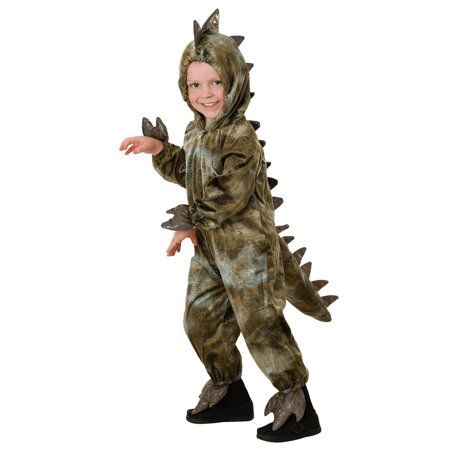 The Kids T-Rex Costume is a great way to let him stomp around this Halloween! It's a classic outfit that looks just like a famous prehistoric monster, and it's the perfect look for something like a costume party, going trick-or-treating with the entire family, and much more. Your child is sure to love it! This costume comes with a jumpsuit with an attached hood and an attached tail. This costume does not come with shoes. Size: M. Color: Green. Toddler Dinosaur Costume, Kids Dinosaur Costume, Rex Costume, T Rex Costume, Dinosaur Costume, Dinosaur Kids, Diy Kids, Unisex Baby Clothes, Baby Costumes