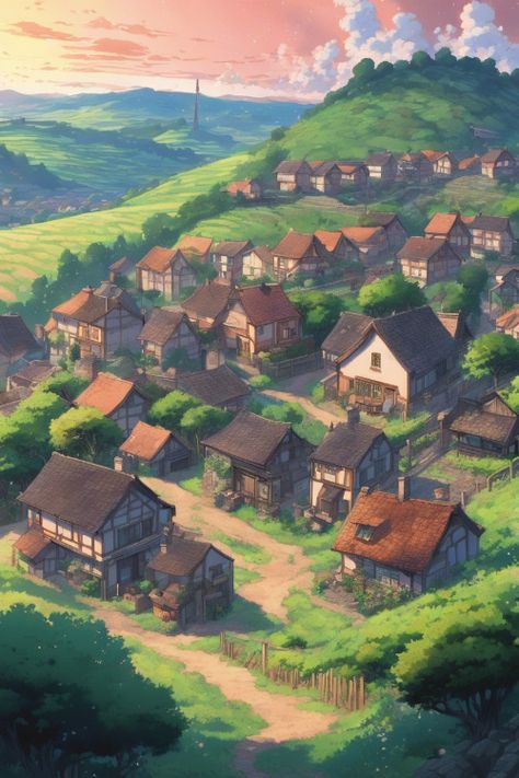 Tranquil Village Scene Check more: https://paintlyx.com/tranquil-village-scene/ Anime Village, Village Drawing, Forest Village, Oc Challenge, Village Scene, Background Drawing, Minecraft Building, Story Board, Building Ideas