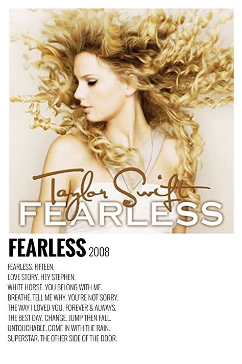 taylor swift second album. minimalist poster. Taylor Swift Fearless Album, Fearless Song, Fearless Album, Taylor Swift Album Cover, Minimalist Music, Taylor Songs, Music Poster Ideas, Film Posters Minimalist, Taylor Swift Fearless