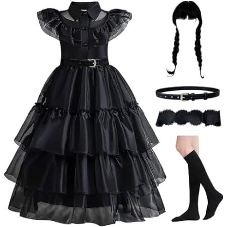 RioRand Wednesday Addams Dress Up Costume Fancy Dress Halloween Role Play Cosplay Outfits for Girls (140(9-10Years)) : Amazon.ca: Toys & Games Dress For Girls Kids, Wednesday Costume, Wednesday Addams Costume, Wednesday Addams Dress, Addams Dress, Mesh Party Dress, Baby Costumes Girl, Dress Sleeve Length, Dress Up Outfits