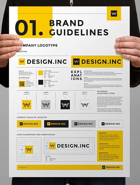 Brand Manual and Guidelines Posters Template INDD, EPS - A3 and US Tabloid Page sizes Brand Identity Design Layout, Bakery Branding Design, Identity Poster, Brand Guidelines Book, Logo Guidelines, Brand Guidelines Design, Brand Board Template, Brand Identity Guidelines, Brand Guidelines Template