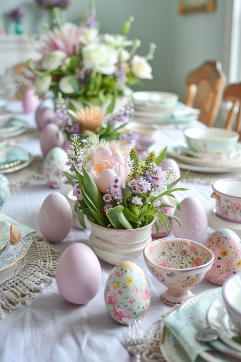 Enchanting Easter Dinner Table Easter Lunch Table, Easter Dinner Table Decorations, Table Setting Guide, Easter Dining Table, Easter Dinner Table, Easter Lunch, Lunch Table, Easter Table Settings, Easter Basket Diy