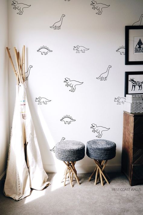 Minimalist Dinosaur Decals / Dinosaur Decor / Removable - Etsy Dino Wall Decals, Dinosaur Nursery Decals, Dinosaur Room Wall Decor, Simple Dinosaur Bedroom, Dinosaur Wall Decals Nursery, Dino Wall Stickers, Dinosaur Wallpaper Nursery, Dinosaur Decals Wall, Minimalist Dinosaur Room