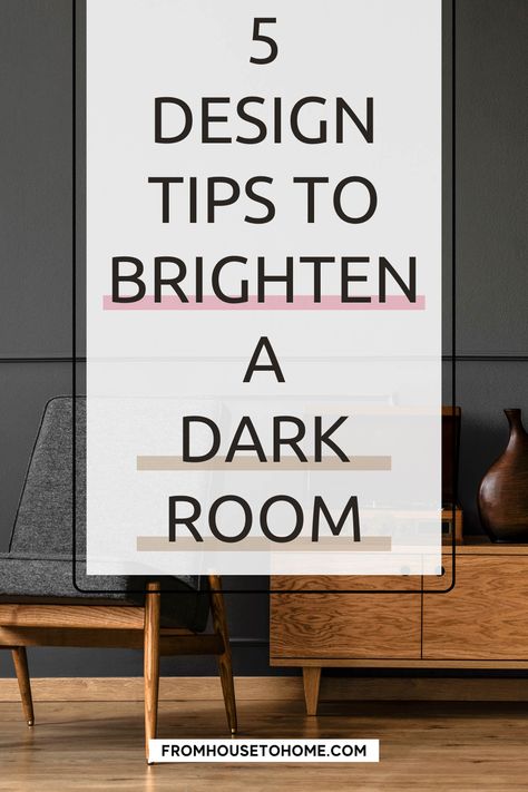 Learn all the interior designer tips on how to make a dark room look brighter! With these interior decorating ideas, you'll have your home decor looking beautiful in no time. | Decorating Ideas For The Home Rooms With No Windows, Brighten Dark Room, Dark Living Room Ideas, Dark Dining Room, Dark Grey Rooms, Brighten Room, Room Decor Dark, Dark Basement, Hidden Lighting