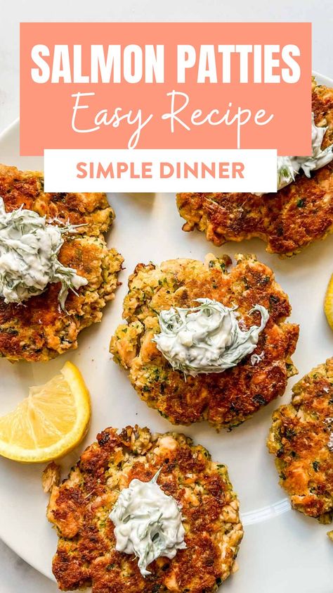 You're going to love these delicious and tender salmon patties - they're easy to make, inexpensive, and a fantastic, filling lunch or dinner recipe.  These salmon cakes are made with a mixture of canned salmon, panko breadcrumbs, and a richly flavorful blend of aromatics. Easy Salmon Pattie’s, Easy Salmon Cakes Recipes, Low Calorie Salmon Patties, Salmon Patties Southern, Salmon Loaf Recipes Baked, Flaked Salmon Recipes, Easy Salmon Patties Recipe Simple, What To Make With Canned Salmon, Salmon Patty Meal Ideas