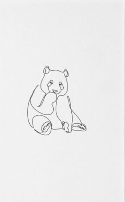 Minimalistic Panda Tattoo, Panda Line Art Tattoo, Simple Line Art Animals, Small Bear Tattoo Simple, One Line Panda Tattoo, Bear Tattoo Line Art, Minimalist Panda Tattoo, Panda Line Drawing, One Line Tattoo Animal