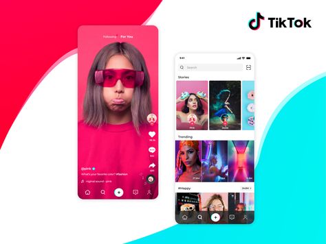 Tiktok App Redesign Concept - UX/UI Design by Brian Tiktok Layout Design, Tiktok Ads Design, Tiktok Layout, App Icon Ideas, Tiktok App Icon, Tiktok Design, App Redesign, Tiktok App, Ux App Design