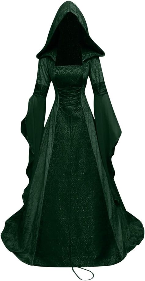 Amazon.com: Women's Renaissance Dress With Hood Medieval Costume Victorian Ball Gown Gothic Witch Jedi Robe Halloween Costumes : Clothing, Shoes & Jewelry Victorian Costume Halloween, Yule Ball Outfits, Victorian Ball, Jedi Robe, Dress With Hood, Victorian Halloween, Victorian Gown, Medieval Gown, Gothic Witch