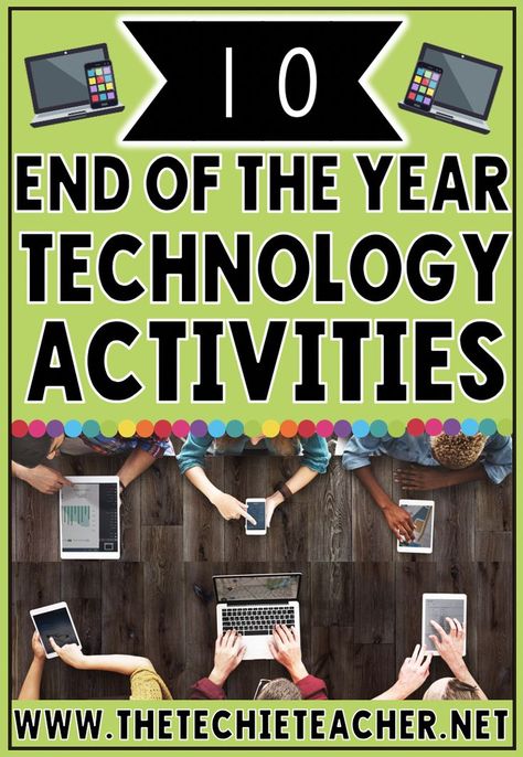 10 End of the Year Technology Activities for elementary students that will get them reviewing material as well as reflecting on their academic year. Ideas are included for Chromebook, laptop/computer and iPad users. Computer Class Lessons Elementary, Preschool Technology Activities, Technology Activities For Kids, Computer Activities For Kids, Technology Activities, Activities For Elementary Students, Chromebook Laptop, Activities Elementary, Techie Teacher