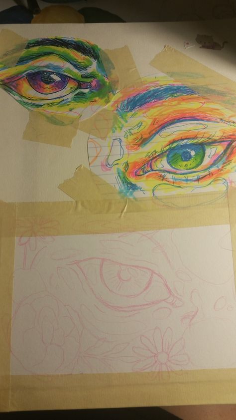 Art Using Highlighter Pens, Highlighter Eye Drawing, Pen And Highlighter Art, Jell Pen Art, Highlighter Pen Art, Highlighter Eyes Drawing, Highlighter Sketch, Highlighter Drawings, Eye Studies