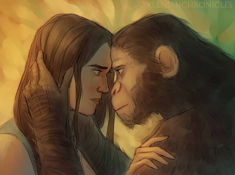 guess who watched kingdom of the planet of the apes noa and mae Noa Kingdom Of The Planet Of The Apes, Noa Planet Of The Apes, Kingdom Of The Planet Of The Apes, Planet Of The Apes Fanart, Planet Of The Apes Art, Monkie King, Pet Frogs, Animal Jam, Planet Of The Apes